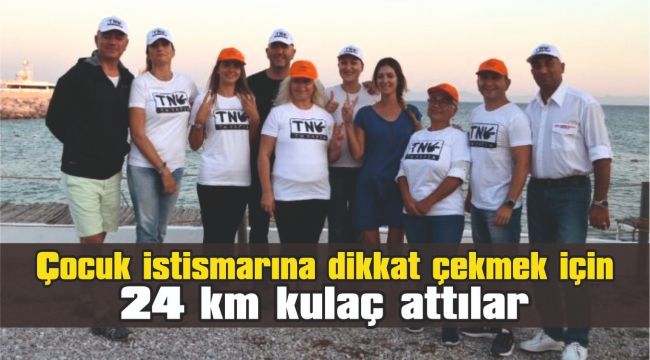 Çocuk istismarına dikkat çekmek için 24 km kulaç attılar