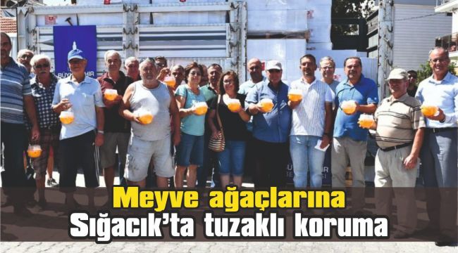 Sığacık’ta meyve ağaçlarına tuzaklı koruma