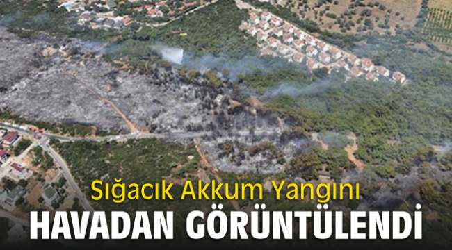 Sığacık Akkum Yangını havadan görüntülendi