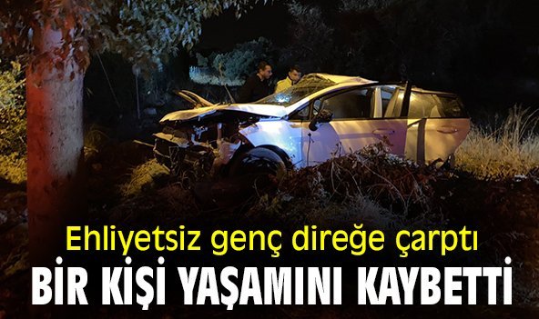 Ehliyetsiz genç direğe çarptı, bir kişi yaşamını kaybetti