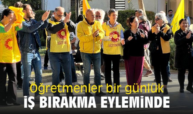 Seferihisar'da öğretmenler bir günlük iş bırakma eyleminde