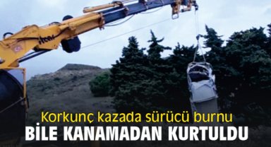 Korkunç kazada sürücü burnu bile kanamadan kurtuldu