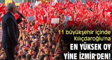 11 büyükşehir içinde Kılıçdaroğlu'na en yüksek oy yine İzmir'den!