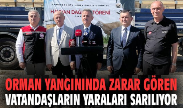 Orman yangınında zarar gören vatandaşların yaraları sarılıyor