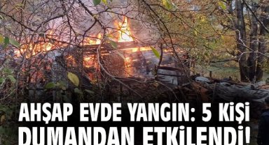 Ahşap evde yangın: 5 kişi dumandan etkilendi!