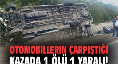 İzmir'de otomobillerin çarpıştığı kazada 1 ölü 1 yaralı!