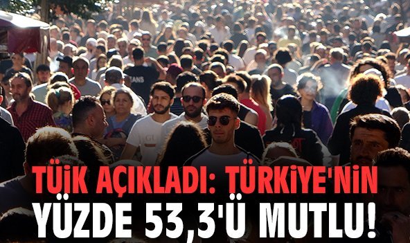 TÜİK açıkladı: Türkiye'nin yüzde 53,3'ü mutlu
