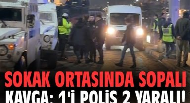 Sokak ortasında sopalı kavga: 1'i polis 2 yaralı!