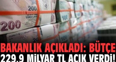 Bakanlık açıkladı: Bütçe 229,9 milyar TL açık verdi!