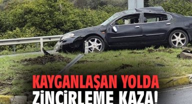 İzmir'de kayganlaşan yolda zincirleme kaza!