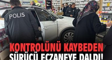 Kontrolünü kaybeden sürücü eczaneye daldı!