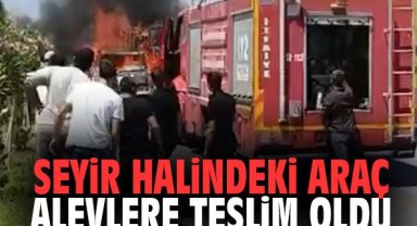 Seyir halindeki araç alevlere teslim oldu