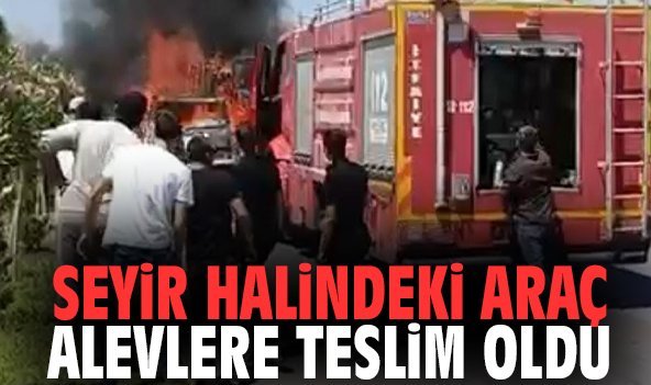 Seyir halindeki araç alevlere teslim oldu