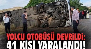 Yolcu otobüsü devrildi: 41 kişi yaralandı!