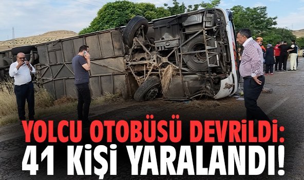 Yolcu otobüsü devrildi: 41 kişi yaralandı!